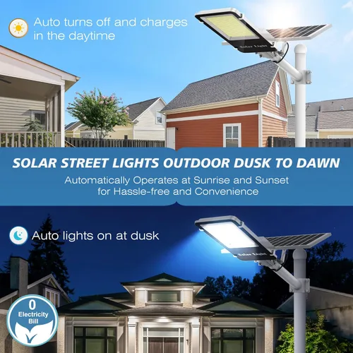 Miniatura 4 de Sunwish 8000W Luces solares de calle al aire libre - Luces solares LED 6500K al aire libre del atardecer al amanecer, luces solares