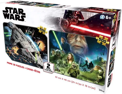 Rompecabezas lenticular 3D de Star Wars de 500 piezas para niños de 3 a 10 años, paquete doble 3D, rompecabezas para niñas y niños, grandes regalos