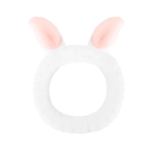 Miniatura 9 de Jowmoy Bonita diadema de orejas de conejo, diseño de ojo de rana, elástica para lavar la cara, para mujeres, maquillaje, ducha, spa. Q-Orejas