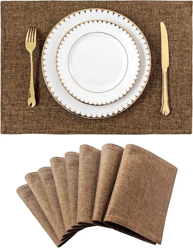 Miniatura 32 de Juego de 6 manteles individuales resistentes al calor para mesa de comedor y cocina de Home Brilliant, manteles individuales para mesa de comedor