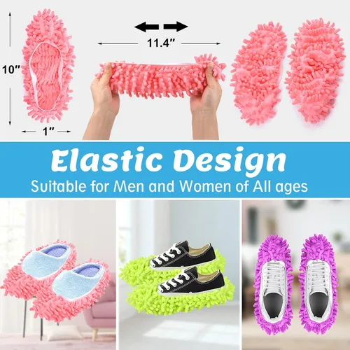 Miniatura 3 de 10 pantuflas de microfibra reutilizables para mujer, lavables, 5 pares de zapatos para limpieza de pisos, calcetines de fregona para limpiar