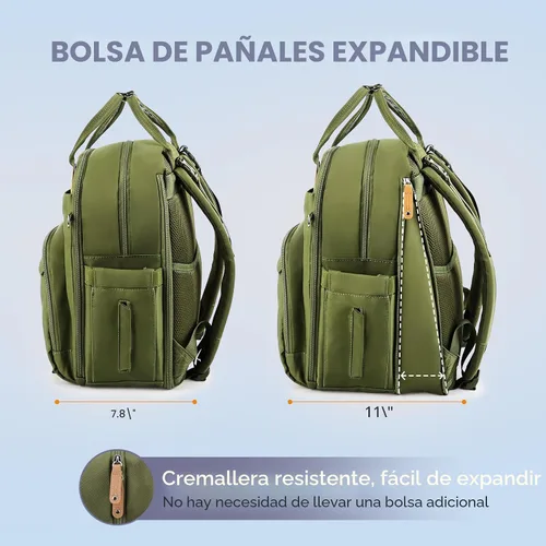 Miniatura 2 de RUVALINO Mochila para Pañales - Bolsa de Bebé Expandible con hasta 50% Más de Capacidad - Bolsa de Artículos Esenciales para Bebé con Cambiador