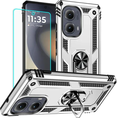 Miniatura 16 de Funda para Moto E Phone Case, Moto E con protector de pantalla HD, fundas protectoras de grado militar con anillo para Moto E 2020 (rojo)