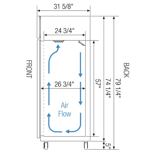 Miniatura 7 de ESR1 29-1/4' Reach-in Refrigerador comercial con puerta sólida, una sección, 23-Cubic pies, de acero inoxidable, NSF