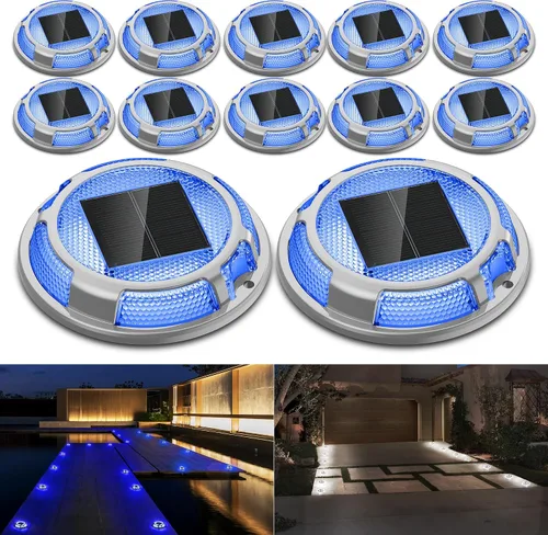 Miniatura 10 de Luces Solares para Entrada de Vehículos Luces de Muelle Impermeables Paquete de 4, 2 Colores en 1, Luces LED Solares de Cubierta para Exteriores
