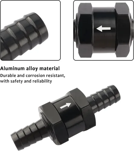 Miniatura 5 de Válvula de retención de combustible de 3/8 pulgadas, grabada con dirección de flujo, válvula unidireccional de aleación de aluminio para aire
