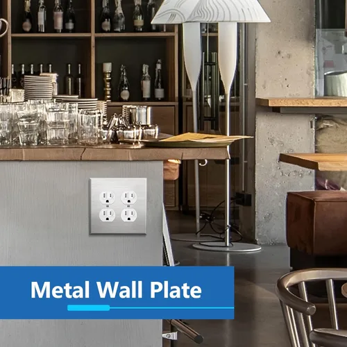 Miniatura 2 de LIDER Placa de pared de metal para receptáculo doble dúplex, resistente a los impactos/corrosión, cubierta de salida de metal, acero inoxidable 430