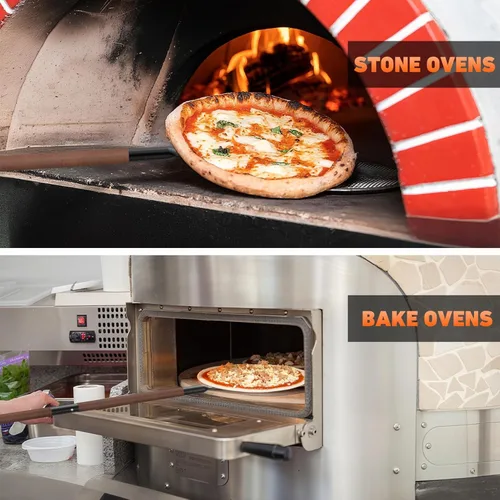 Miniatura 5 de Pala giratoria de pizza de aluminio perforado de 8 pulgadas con mango de madera, espátula de pizza de longitud ajustable 2 en 1, 48 pulgadas