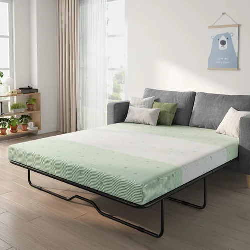 Miniatura 15 de Colchón para sofá cama de 4 pulgadas, repuesto de espuma viscoelástica de gel con funda de patrón geométrico transpirable lavable, soporte
