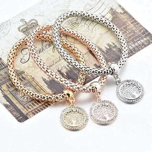 Miniatura 5 de Long Way 3 pulseras de abalorios chapados en oro rosa y plata para mujer pulsera elástica multicapa de cristal