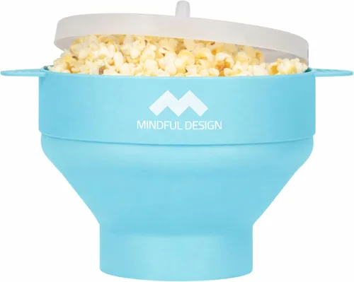 El Original Mindful Design Popcorn Popper para Microondas - Cuenco de Silicona, Sin BPA y Apto para Lavavajillas (Azul Claro)