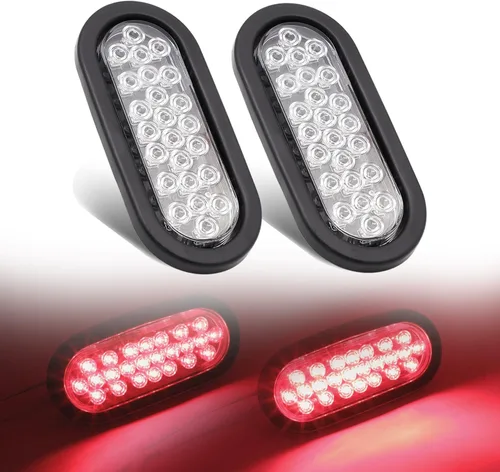 Miniatura 8 de 2 piezas de 6 pulgadas de lentes ovalados ahumados rojos, luces traseras multifunción con parada de freno con goma y enchufe para camiones