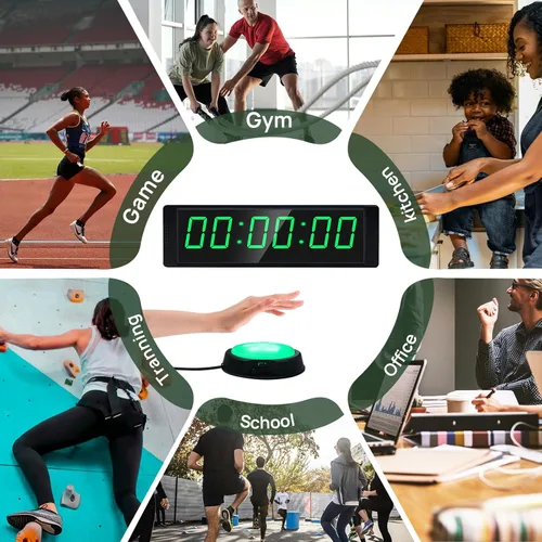 Miniatura 6 de YZ Reloj de gimnasio para gimnasio en casa con botón de inicio/parada, temporizador de intervalos para entrenamiento, cronómetro/temporizador