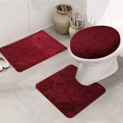 Miniatura 11 de Juego de 2 tapetes de baño de espuma viscoelástica de adoquines, suaves, absorbentes, antideslizantes, para inodoro, ducha, baño, alfombra Negro