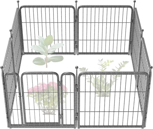 Miniatura 20 de FXW - Valla de jardín metálica y resistente para exteriores, barrera para perros y conejos, fácil instalación, negro, 24 pulgadas de alto x 29.6