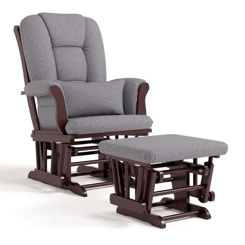 Miniatura 20 de Storkcraft Tuscany - Mecedora y otomana personalizada con almohada lumbar gratis (remolino blanco y gris pizarra) – Silla mecedora cómoda tapizada