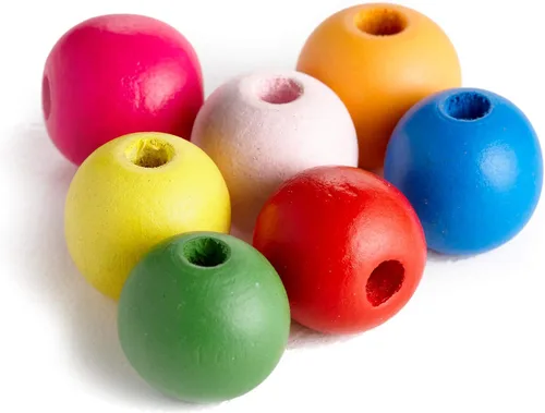 Miniatura 9 de 600 cuentas de madera de arce redondas multicolor a granel de 0.394 x 0.354 in cuentas de madera con agujero de 0.118 in