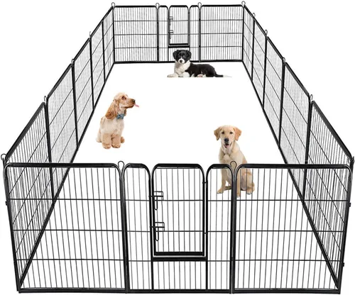 Corralito para perros para interiores y exteriores, extragrande, resistente, con 16 paneles, de 40 pulgadas, jaula de ejercicio para perros, color