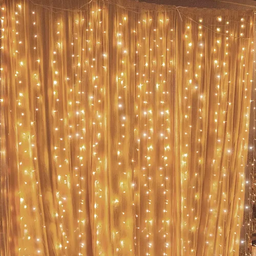 Miniatura 2 de Geanmoki 306 LED Cadena de luces de cortina de ventana para decoración de pared de boda, fiesta, hogar, jardín, dormitorio, interior o exterior