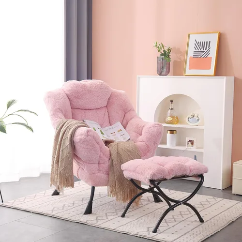 Miniatura 5 de MBOOYOME - Silla perezosa con otomano plegable, sillón de acento moderno de ocio con reposabrazos y bolsillo lateral y reposapiés plegable, silla