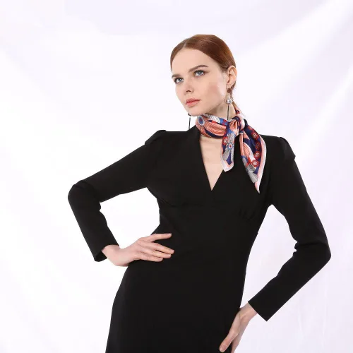 Miniatura 4 de QBSM Bufanda formal de seda satinada de 23.6 pulgadas para mujer, pañuelo para el cabello