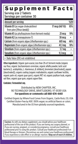 Miniatura 6 de New Chapter Suplemento de calcio – Calcio vegetal orgánico para mujeres menores de 40 años, con vitamina D3 para absorción + vitamina K2 + magnesio