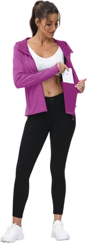 Miniatura 64 de TBMPOY Chaquetas con capucha y protección solar UPF 50+ para mujer, ligeras, de manga larga, para senderismo, exteriores, con cremallera completa