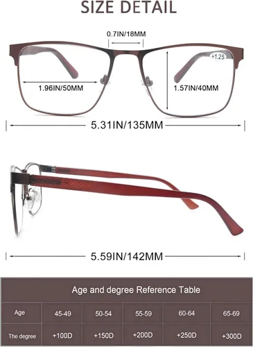 Miniatura 3 de HEEYYOK Gafas de lectura para hombre, 3.00, paquete de 3 lentes de lectura con bloqueo de luz azul, para lectura de metal, antifatiga ocular/migraña