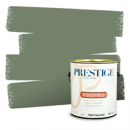 Miniatura 279 de Prestige Paints - Pintura exterior e imprimación en uno, 1 galón, plano, compatibilidad comparable con el color menta «Whipped Mint» de Behr