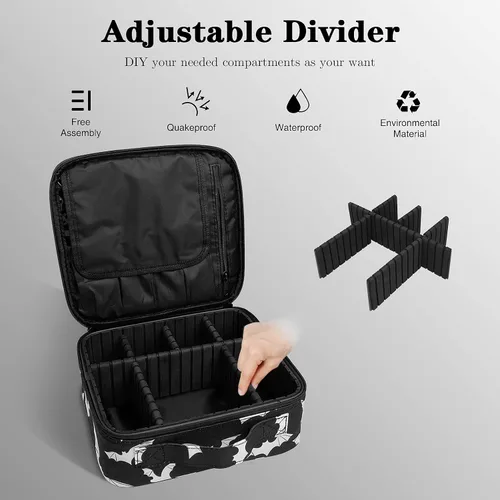 Miniatura 6 de 9CH Bolsa organizadora de maquillaje gótica, bolsas de maquillaje de Halloween, bolsa de cosméticos grande con divisores ajustables, estuche