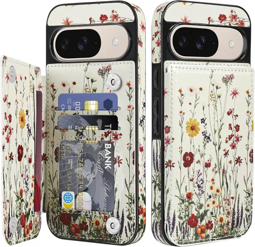 Miniatura 26 de Bizzib para Google Pixel 6A Funda de cuero tipo cartera con tarjetero, cubierta tipo libro con pata de pie, cierre magnético, funda protectora a