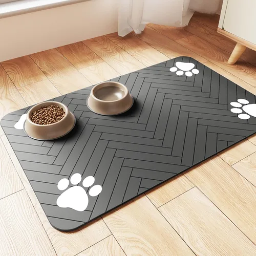 Tapete de alimentación de mascotas, mantel individual absorbente para tazones de comida y agua, con parte trasera de goma impermeable, tapete