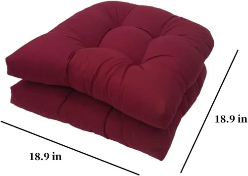 Miniatura 2 de Srutirbo Juego de 2 cojines de asiento para sillas de exterior, impermeables, 19 x 19 pulgadas, en forma de U, para sillas de patio y sillas Rojo