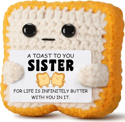 Miniatura 13 de Divertida tostada de croché para cumpleaños, regalo para mujeres, hombres, mamá, papá, niñas o niños; tostada de croché única como alternativa a