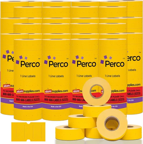 Miniatura 40 de Etiquetas azules Perco de 1 línea - 8 rollos, 1 funda, 8,000 etiquetas en blanco para pistolas de precio y fecha de 1 línea Perco - Fabricadas