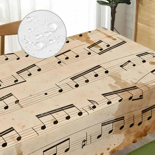 Miniatura 2 de Mantel de notas musicales de 52 x 70 pulgadas, diseño de piano musical retro, mantel oblongo, mantel decorativo antirencogimiento para cocina