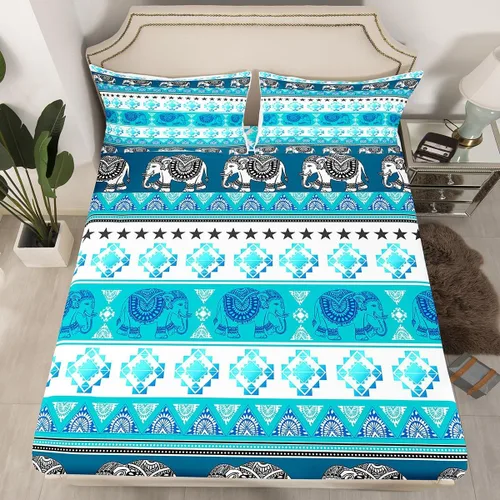 Miniatura 30 de Sábana bajera ajustable con estampado de guitarra, tamaño individual, protector de colchón con 1 funda de almohada, diseño de notas de partitura