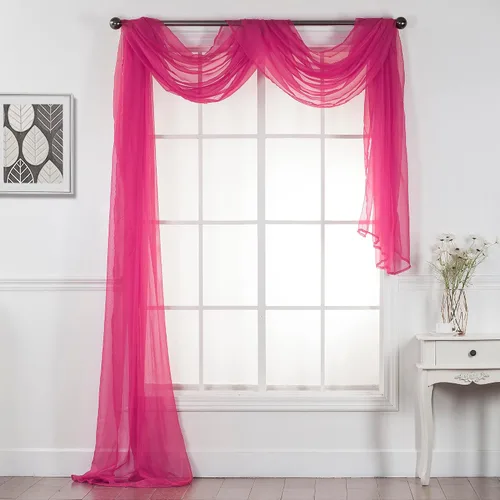 Interior Trends Cenefa multiusos de gasa transparente con dobladillo completo para ventana o evento (rosa intenso, 1 pieza: 37 pulgadas de ancho x