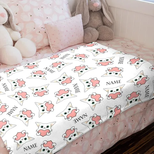 Miniatura 2 de Manta personalizada divertida para amantes de los gatos, manta con nombre personalizado con bonito regalo de gato para personas que aman a