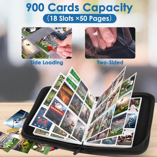 Miniatura 4 de Carpeta de tarjetas de 900 bolsillos, 9 bolsillos para tarjetas de intercambio duradero, protectores de tarjetas de béisbol para MTC, TCG, tarjetas