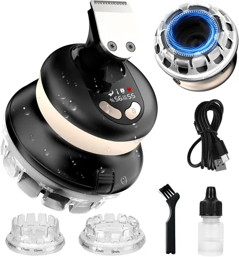 Kit de corte de pelo automático para hombres, cortadora de pelo circular automática recargable por USB, con recortadora, kit de aseo eléctrico