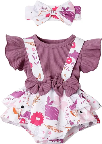 SAPGEJJDJFGE Newborn Baby Girl Clothes Infant Long Sleeve Ruffle Romper Baby Fall Winter Outfits for Girls with Headband