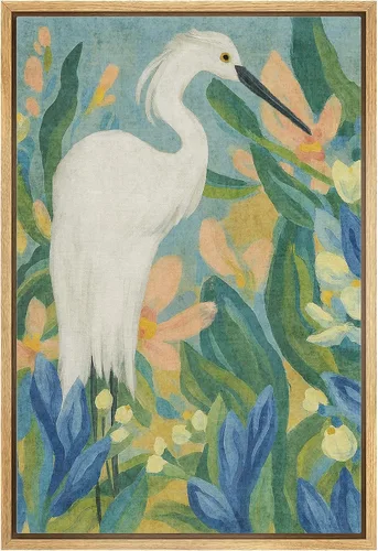 Miniatura 40 de wall26 Lienzo enmarcado para pared, acuarela, azul pastel, garza, galápagos, aves, animales, ilustraciones de naturaleza salvaje, arte moderno