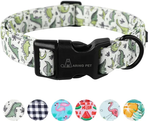 Aring Pet Collar de algodón, ligero y ajustable, con hebilla de liberación rápida para perros pequeños, medianos y grandes, para cachorros, S,