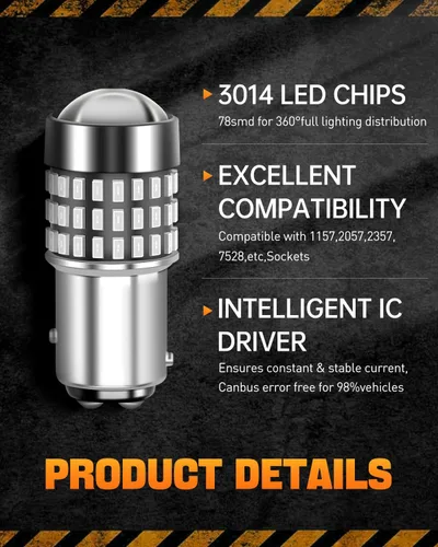Miniatura 56 de 1156 Bombillas LED Ámbar Amarilla Luz de Señal de Giro 400% de Brillo 1141 1003 7506 Bombillas LED P21W Usadas para Luces Intermitentes Luz Trasera
