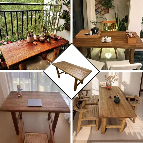 Miniatura 6 de Mesa de comedor contemporánea de madera maciza, escritorio rectangular, adecuada para 6 personas, para cenas, fiestas, cafeterías, restaurantes