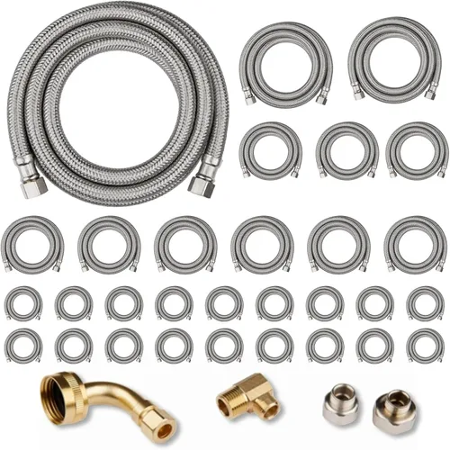 Miniatura 11 de Paquete de 1 manguera Niikappu de acero inoxidable para lavavajillas de 6 pies con conexión de compresión, kit de instalación para lavavajillas