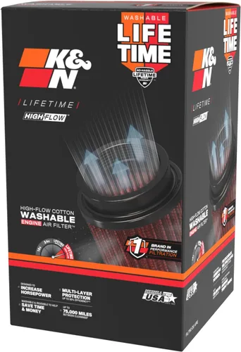 Miniatura 11 de K&N Filtro de aire universal con abrazadera original de alto flujo de por vida: alto rendimiento, premium, lavable: diámetro de brida: 3 pulgadas