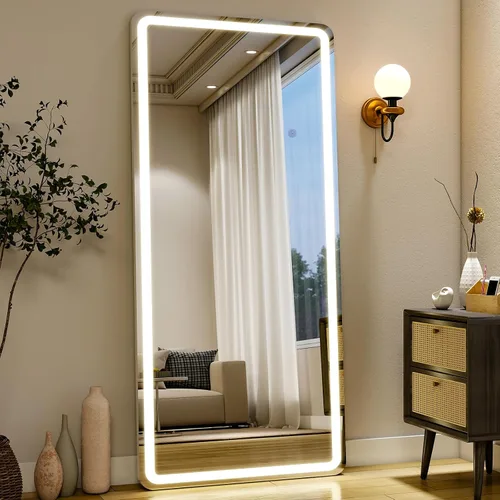 Miniatura 11 de Easly Espejo de longitud completa de 26x68 pulgadas con luces, espejo de pie LED iluminado, colgante de longitud completa con soporte, espejo