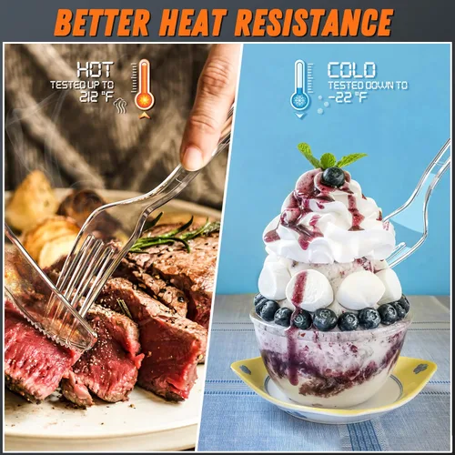 Miniatura 3 de Dipoo Tenedores de plástico transparente de 7.1 pulgadas resistentes con resistencia al calor y sin BPA, cubiertos de plástico sólido y duradero